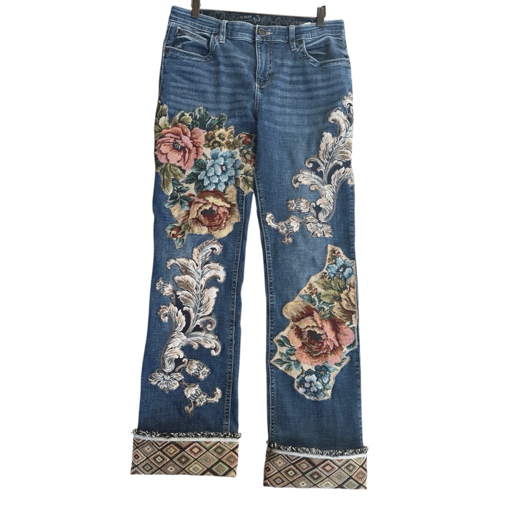 Wranglerq-Baby No Gap Waistband Embroidered Floral Womenâs Tapper Cup Jeans